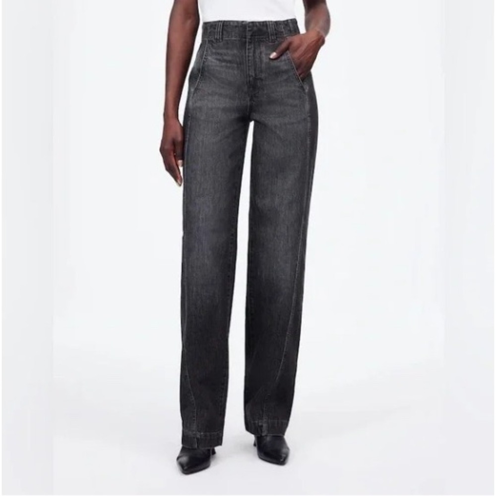 Madewell Black Wash Tapered Denim Trouser Jeans Size 30